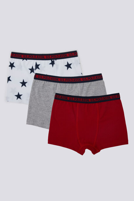 U.S. Polo Assn. Erkek Çocuk Pamuklu Pigment Baskılı Kışlık Regular Fit Beyaz Boxer US1378-C-V1