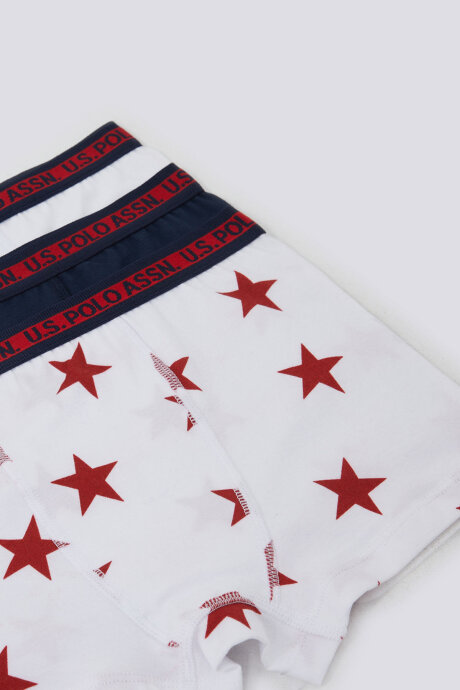 U.S. Polo Assn. Erkek Çocuk Pamuklu Pigment Baskılı Kışlık Regular Fit Beyaz Boxer US1378-C-V2 (1)