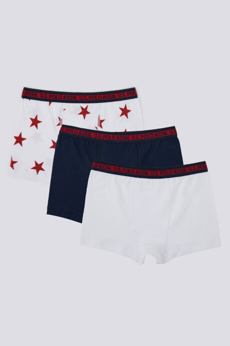 U.S. Polo Assn. Erkek Çocuk Pamuklu Pigment Baskılı Kışlık Regular Fit Beyaz Boxer US1378-C-V2