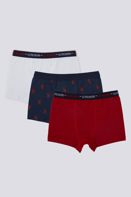 U.S. Polo Assn. Erkek Çocuk Pamuklu Pigment Baskılı Kışlık Regular Fit Kırmızı Boxer US1374-C-V2