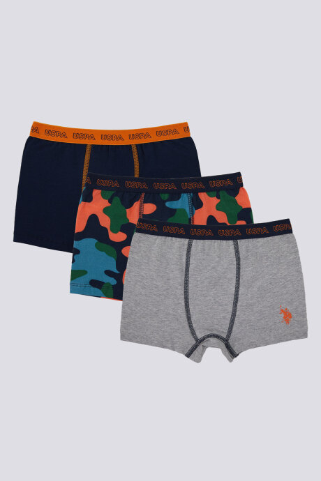U.S. Polo Assn. Erkek Çocuk Pamuklu Pigment Baskılı Kışlık Regular Fit Mavi Boxer US1373-C-V1