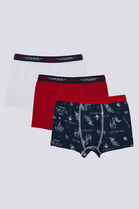 U.S. Polo Assn. Erkek Çocuk Pamuklu Pigment Baskılı Kışlık Regular Fit Lacivert Boxer US1372-C-V1