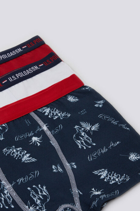 U.S. Polo Assn. Erkek Çocuk Pamuklu Pigment Baskılı Kışlık Regular Fit Lacivert Boxer US1372-C-V1 (1)