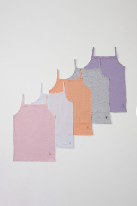 U.S. Polo Assn. Kız Çocuk Pamuklu Düz Yaka Pigment Baskılı Yaz/Kış Regular Fit Çok Renkli Atlet US2131-C-V1