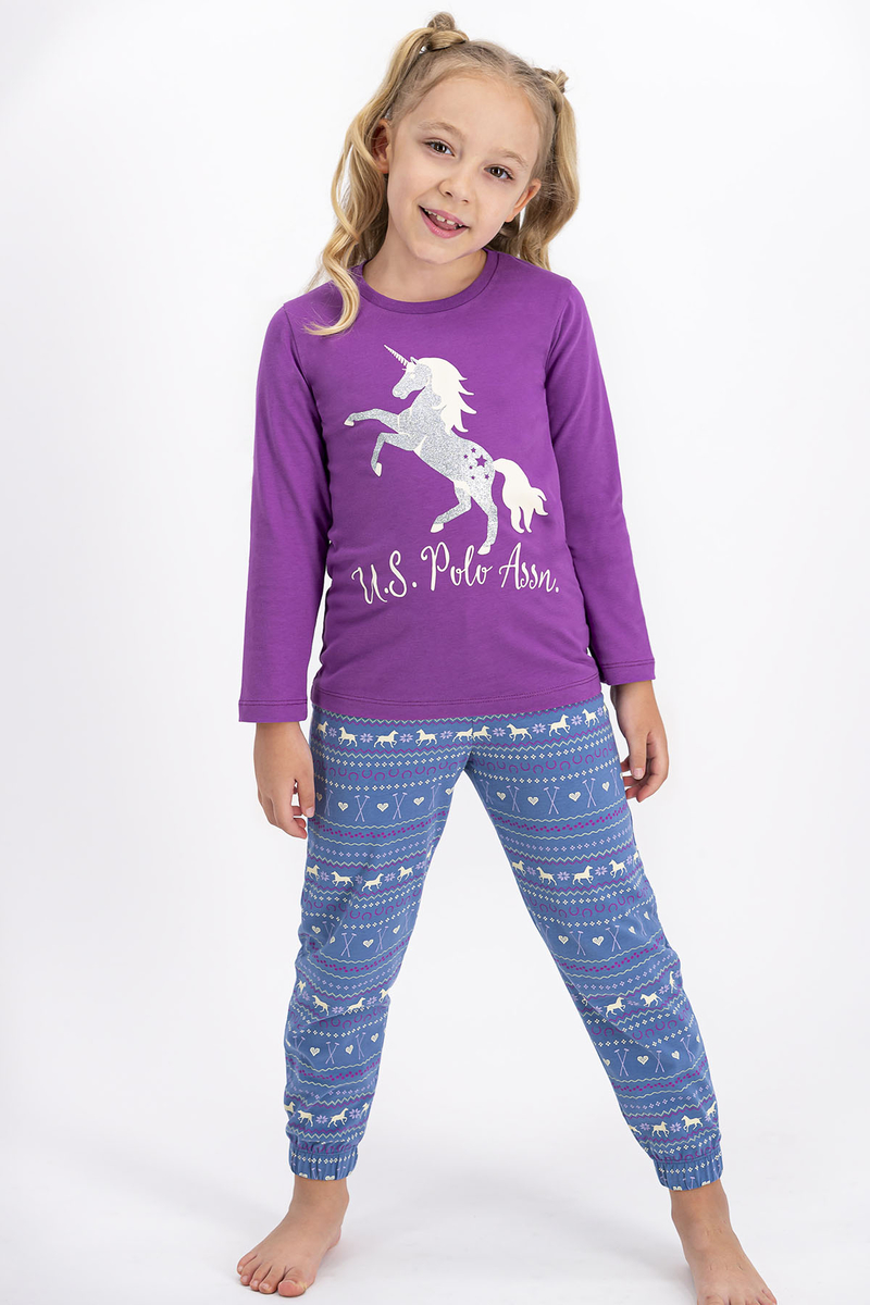 U.S. Polo Assn Lisanslı Menekşe Kız Çocuk Pijama Takımı