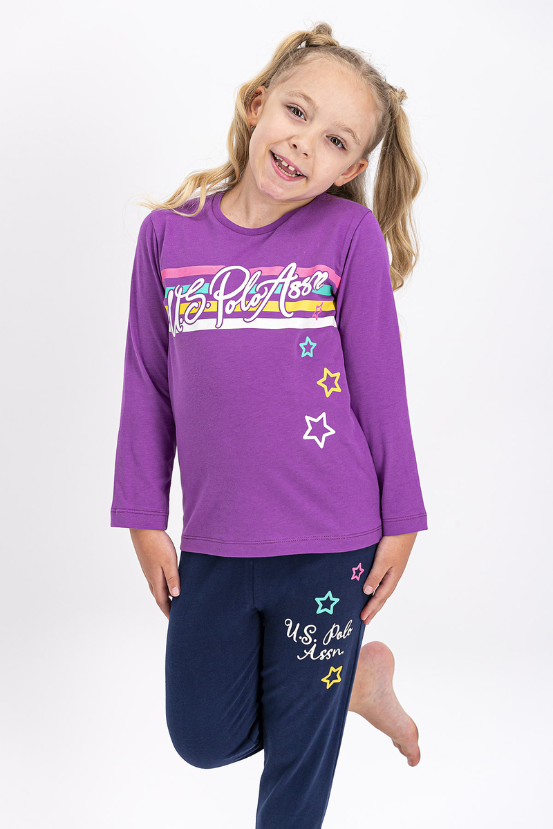 U.S. Polo Assn - U.S. Polo Assn Lisanslı Menekşe Kız Çocuk Pijama Takımı