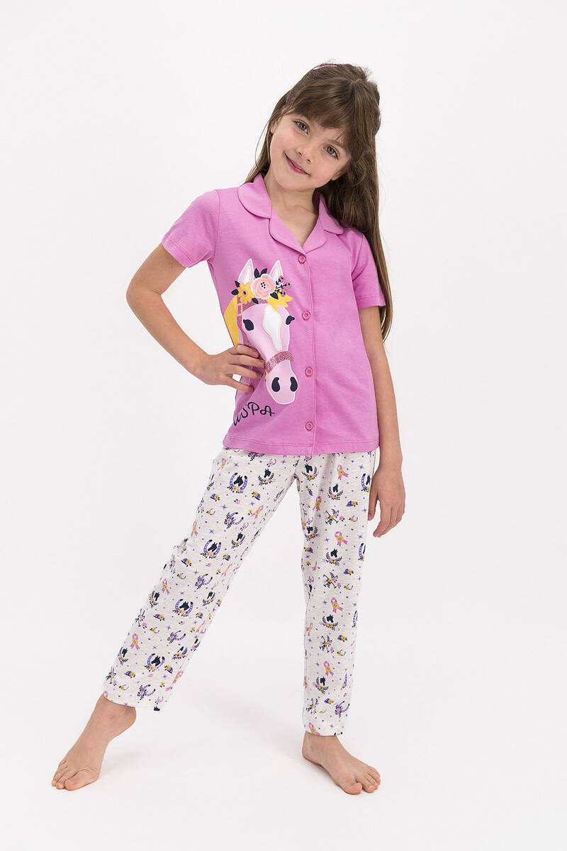 U.S. Polo Assn - U.S Polo Lisanslı Orkide Kız Çocuk Gömlek Pijama