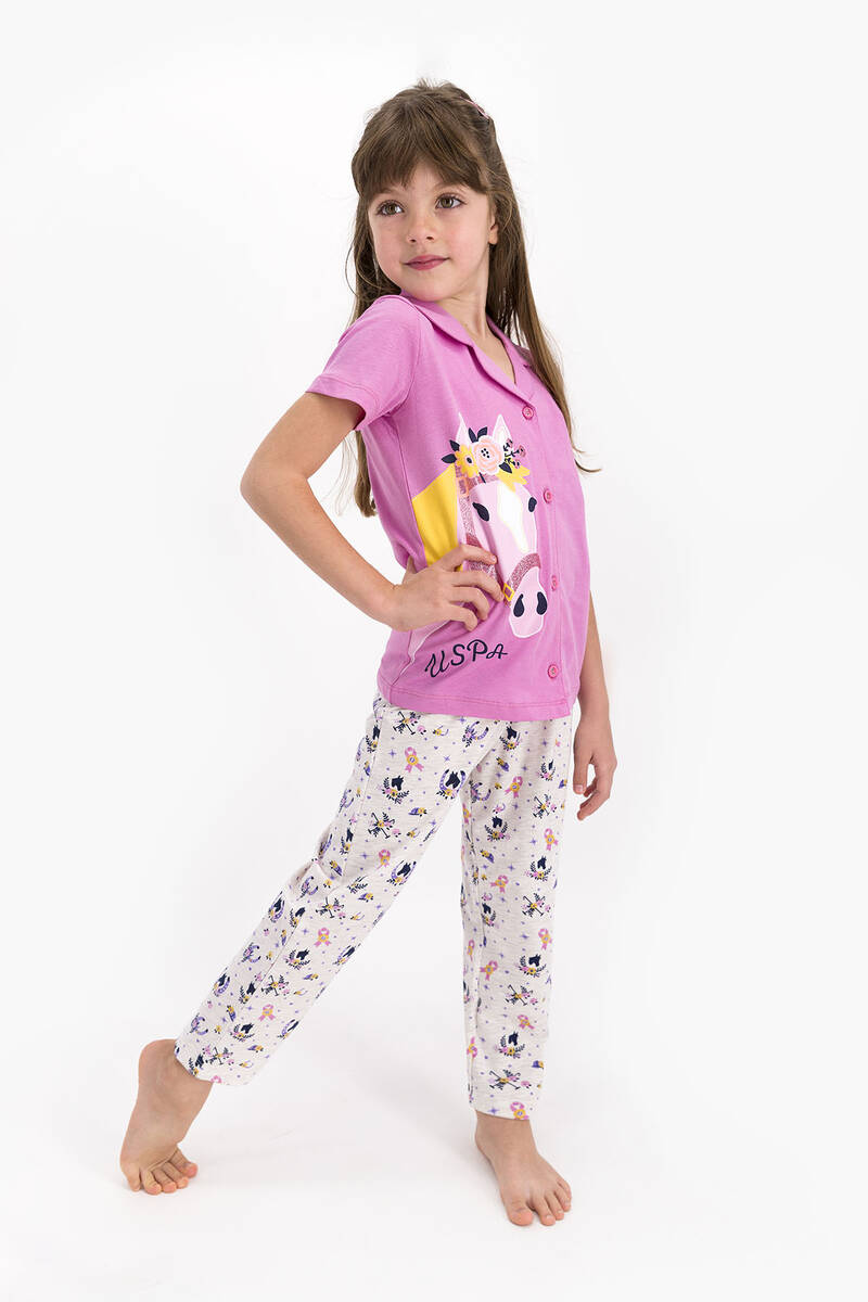 U.S. Polo Assn - U.S Polo Lisanslı Orkide Kız Çocuk Gömlek Pijama (1)