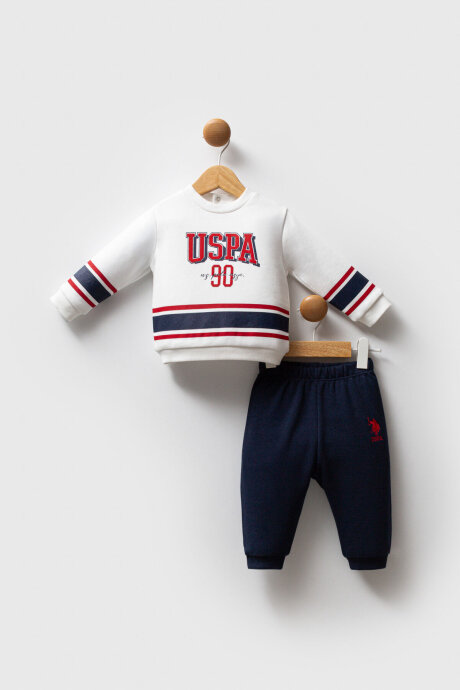 U.S. Polo Assn. Erkek Bebek Pamuklu Kışlık Regular Fit Beyaz Bebek Takımı USB2569-C-V1