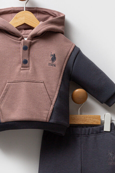 U.S. Polo Assn. Erkek Bebek Pamuklu Kışlık Regular Fit Kahverengi Bebek Takımı USB2559-C-V1 - 2