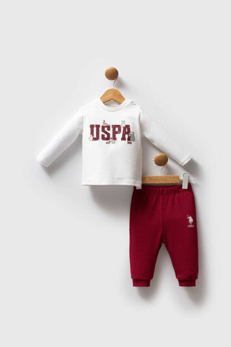 U.S. Polo Assn. Erkek Bebek Pamuklu Kışlık Regular Fit Bordo Bebek Takımı USB2533-C-V1 - 2