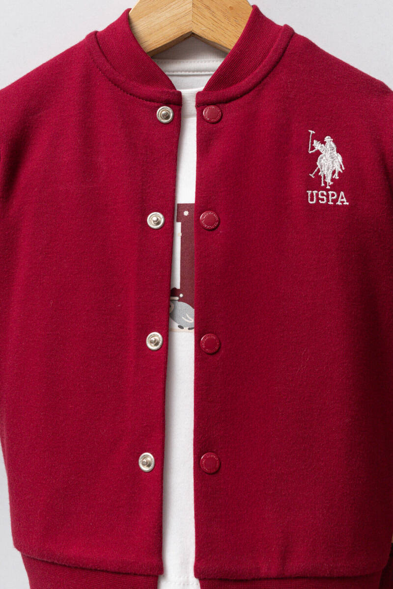 U.S. Polo Assn. Erkek Bebek Pamuklu Kışlık Regular Fit Bordo Bebek Takımı USB2533-C-V1 - 3