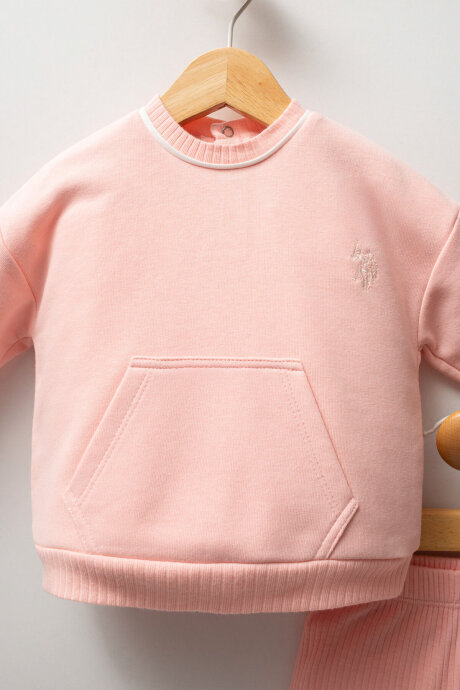 U.S. Polo Assn. Kız Bebek Pamuklu Kışlık Regular Fit Pembe Bebek Takımı USB2738-C-V2 (1)