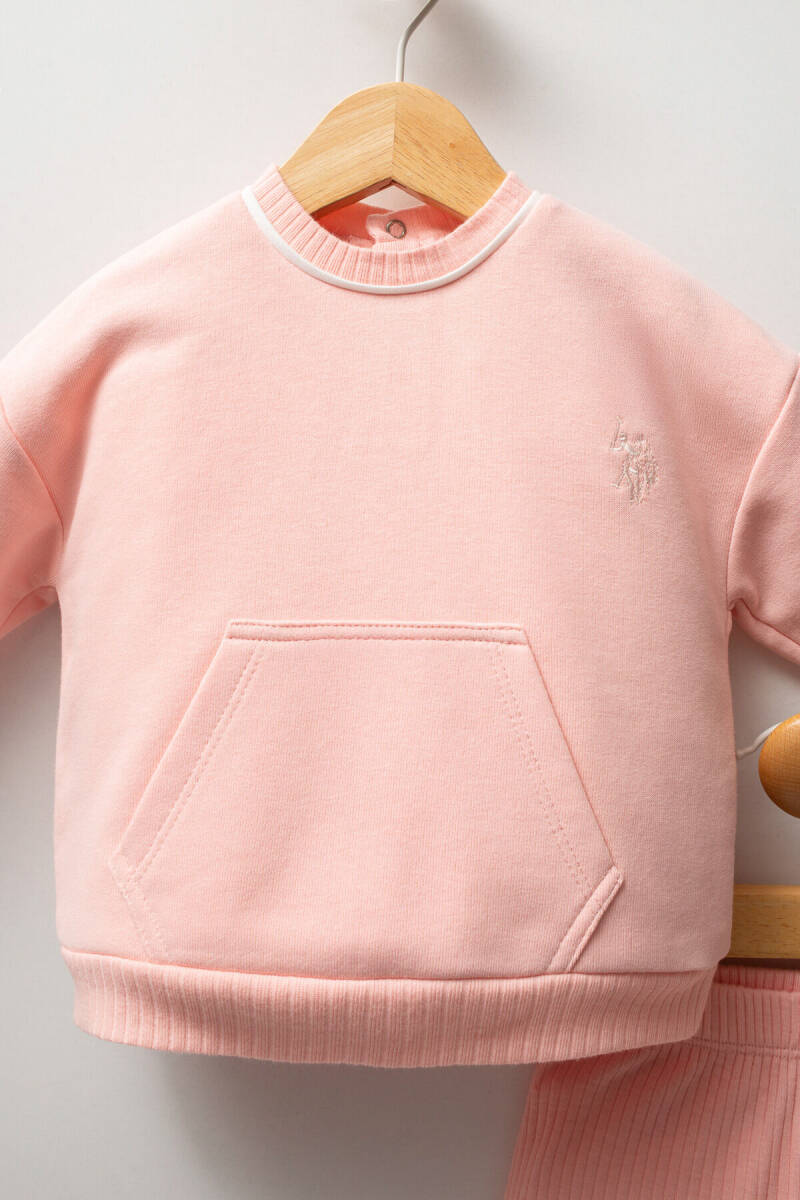U.S. Polo Assn. Kız Bebek Pamuklu Kışlık Regular Fit Pembe Bebek Takımı USB2738-C-V2 - 2