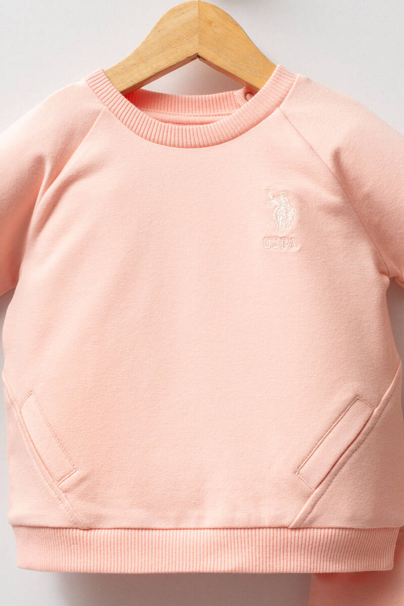 U.S. Polo Assn. Kız Bebek Pamuklu Bisiklet Yaka Nakışlı Kışlık Regular Fit Turuncu Bebek Takımı USB2741-C-V3 - 2