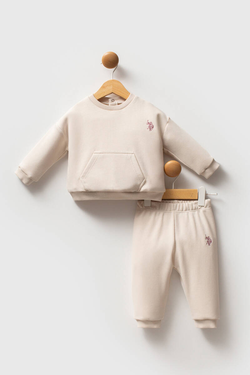 U.S. Polo Assn Kız Bebek Bej Bebek Takımları