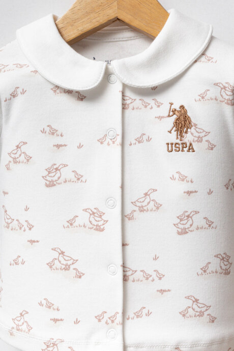 U.S. Polo Assn. Kız Bebek Pamuklu Kışlık Regular Fit Beyaz Bebek Takımı USB2707-C-V1 (1)