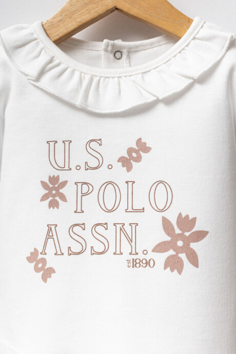 U.S. Polo Assn. Kız Bebek Pamuklu Kışlık Regular Fit Beyaz Bebek Takımı USB2722-C-V1 (1)