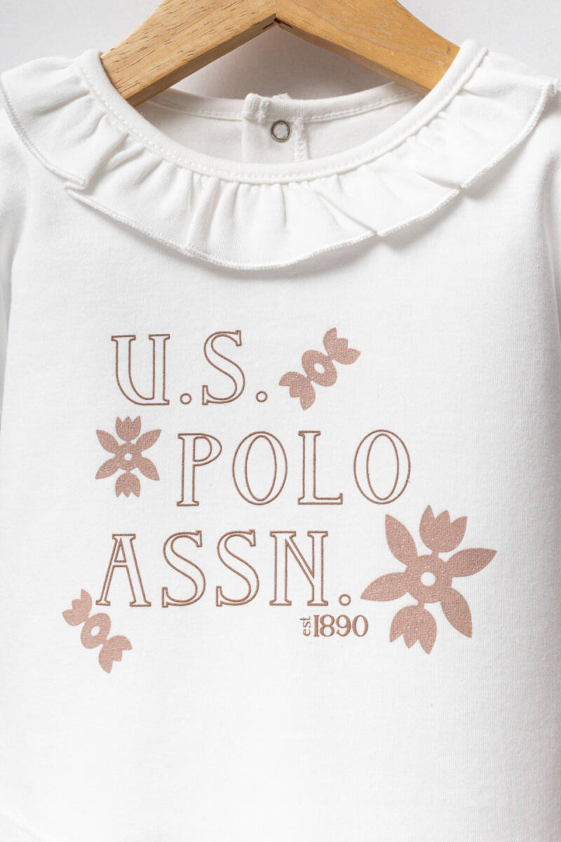 U.S. Polo Assn. Kız Bebek Pamuklu Kışlık Regular Fit Beyaz Bebek Takımı USB2722-C-V1 - 2