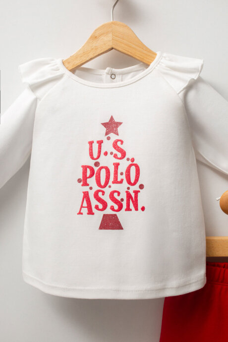 U.S. Polo Assn. Kız Bebek Pamuklu Kışlık Regular Fit Beyaz Bebek Takımı USB2736-C-V1 (1)