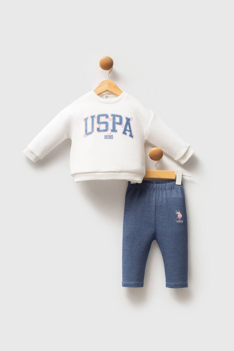 U.S. Polo Assn. Kız Bebek Pamuklu Kışlık Regular Fit Beyaz Bebek Takımı USB2774-C-V1 - 1
