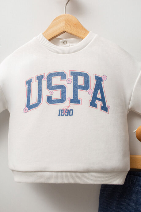 U.S. Polo Assn. Kız Bebek Pamuklu Kışlık Regular Fit Beyaz Bebek Takımı USB2774-C-V1 - 2
