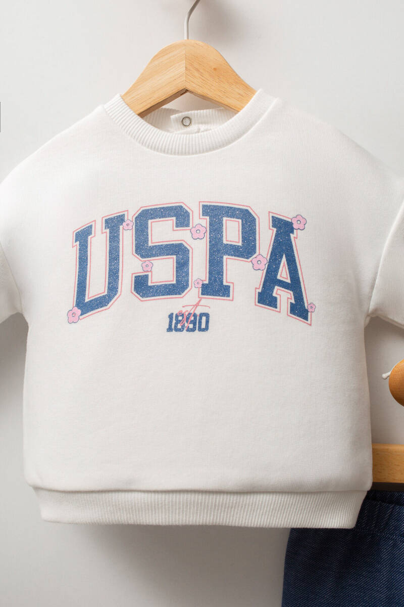 U.S. Polo Assn. Kız Bebek Pamuklu Kışlık Regular Fit Beyaz Bebek Takımı USB2774-C-V1 - 2