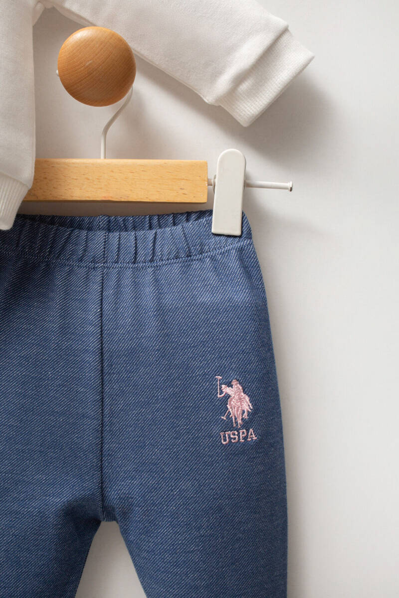 U.S. Polo Assn. Kız Bebek Pamuklu Kışlık Regular Fit Beyaz Bebek Takımı USB2774-C-V1 - 3