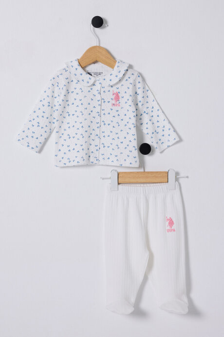 U.S. Polo Assn. Kız Bebek Pamuklu Bebe Yaka Pigment Baskılı Yazlık Regular Fit Mavi Bebek Takımı USB2433-C-V1