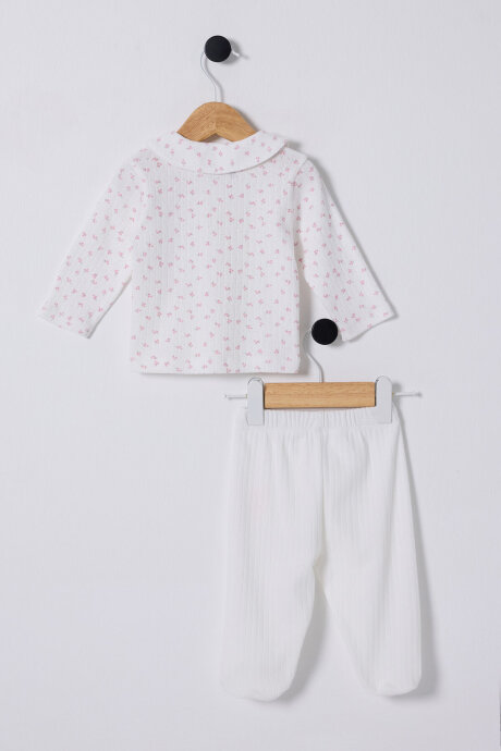 U.S. Polo Assn. Kız Bebek Pamuklu Bebe Yaka Pigment Baskılı Yazlık Regular Fit Pembe Bebek Takımı USB2433-C-V2 (1)