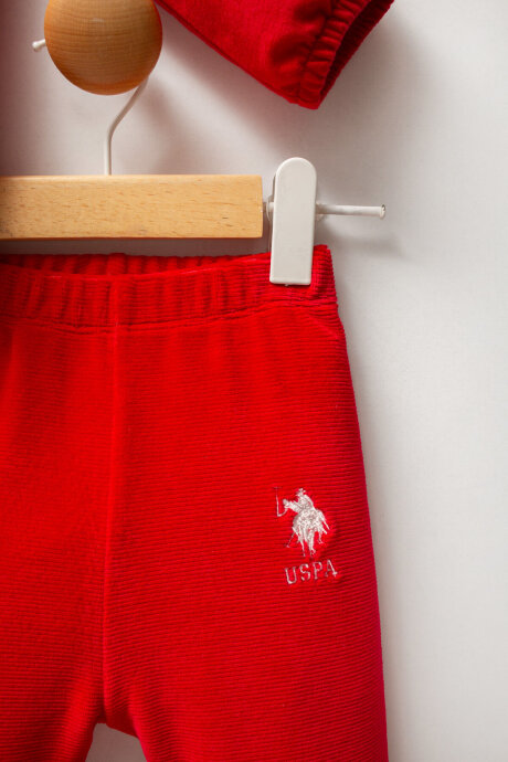 U.S. Polo Assn. Kız Bebek Pamuklu Kışlık Regular Fit Kırmızı Bebek Takımı USB2735-C-V1 - 3