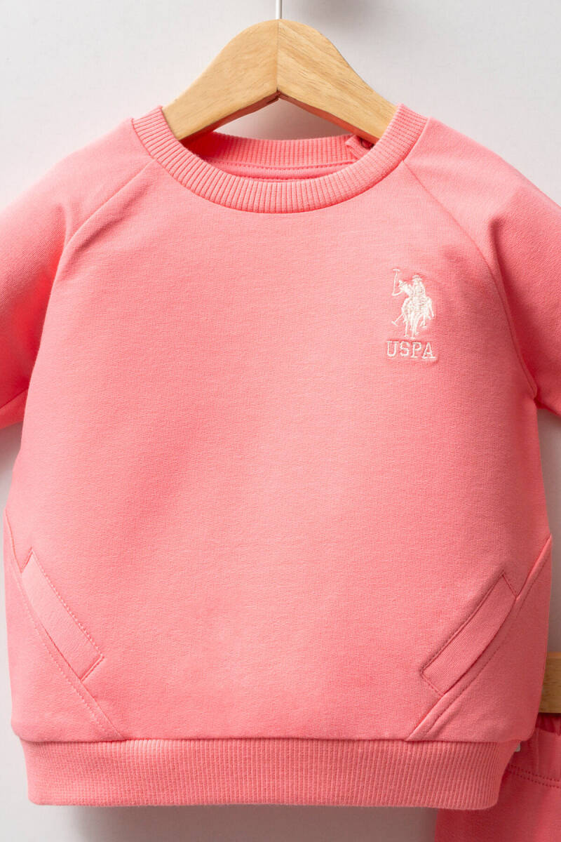 U.S. Polo Assn. Kız Bebek Pamuklu Bisiklet Yaka Nakışlı Kışlık Regular Fit Pembe Bebek Takımı USB2741-C-V4 - 2