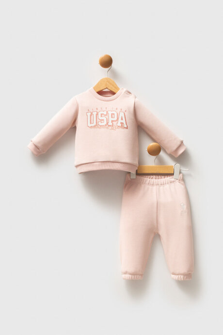 U.S. Polo Assn. Kız Bebek Pamuklu Kışlık Regular Fit Pembe Bebek Takımı USB2742-C-V1