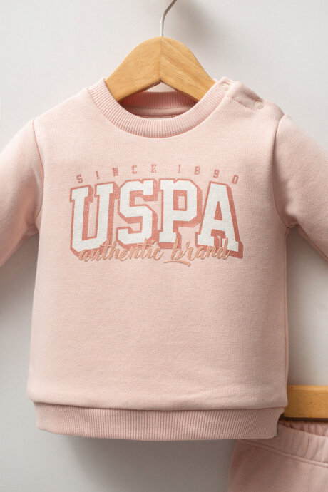 U.S. Polo Assn. Kız Bebek Pamuklu Kışlık Regular Fit Pembe Bebek Takımı USB2742-C-V1 (1)