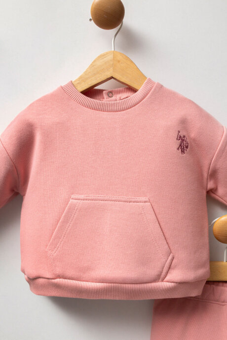 U.S. Polo Assn. Kız Bebek Pamuklu Kışlık Regular Fit Pembe Bebek Takımı USB2718-C-V2 - 2