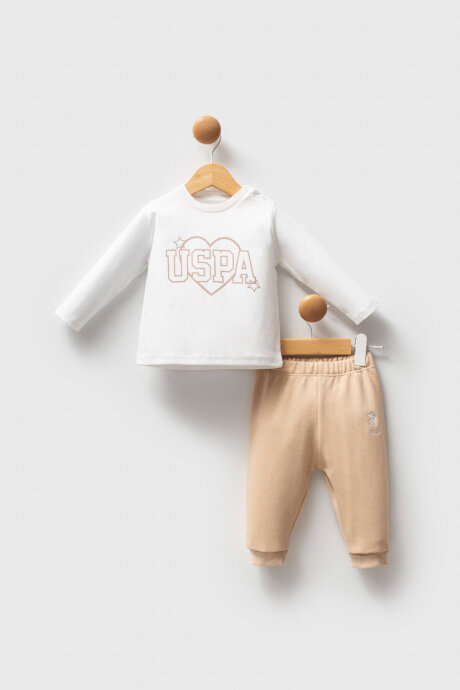 U.S. Polo Assn. Kız Bebek Kışlık Regular Fit Krem Bebek Takımı USB2779-C-V1 - 4