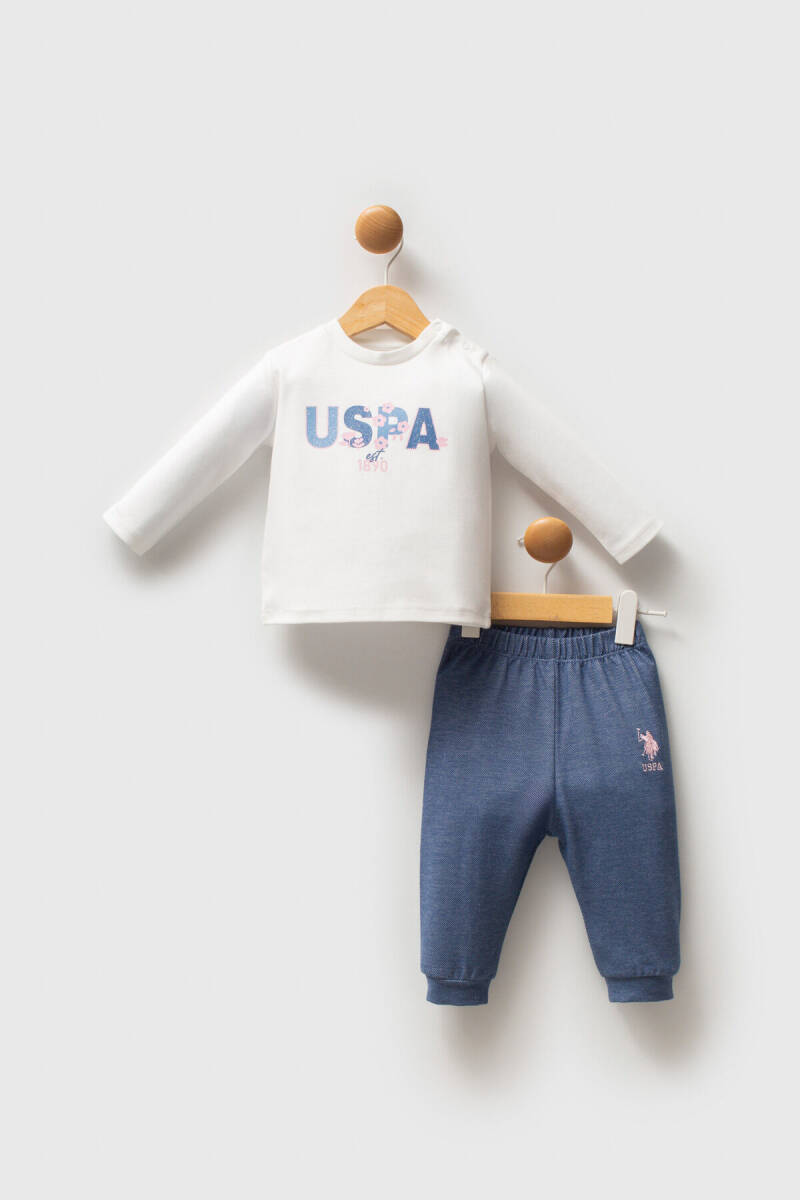 U.S. Polo Assn. Kız Bebek Pamuklu Kışlık Regular Fit Mavi Bebek Takımı USB2778-C-V1 - 4