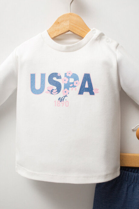 U.S. Polo Assn. Kız Bebek Pamuklu Kışlık Regular Fit Mavi Bebek Takımı USB2778-C-V1 - 5