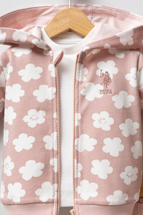 U.S. Polo Assn. Kız Bebek Pamuklu Kışlık Regular Fit Pembe Bebek Takımı USB2771-C-V1 - 3