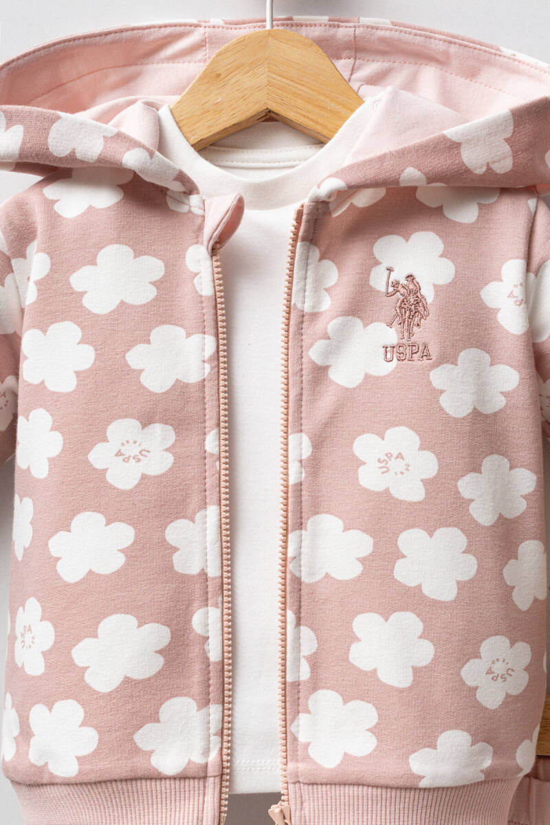 U.S. Polo Assn. Kız Bebek Pamuklu Kışlık Regular Fit Pembe Bebek Takımı USB2771-C-V1 - 3