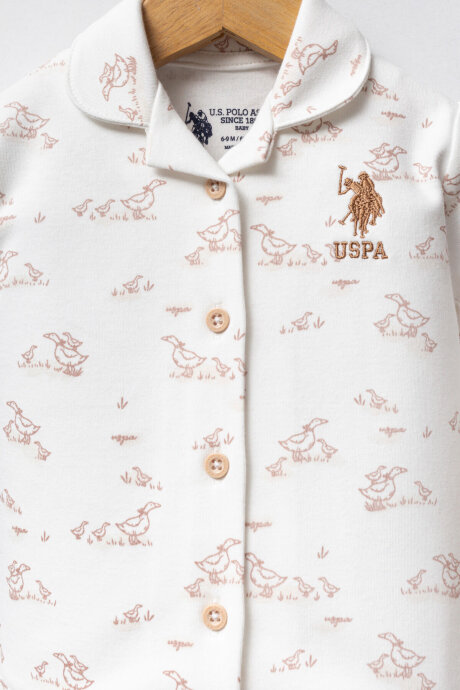 U.S. Polo Assn. Kız Bebek Pamuklu Kışlık Regular Fit Beyaz Bebek Takımı USB2708-C-V1 (1)