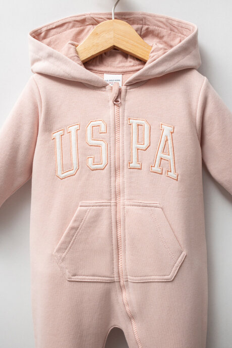 U.S. Polo Assn. Kız Bebek Pamuklu Kışlık Regular Fit Pembe Tulum USB2745-C-V1 (1)