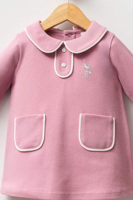 U.S. Polo Assn. Kız Bebek Pamuklu Kışlık Regular Fit Pembe Elbise USB2740-C-V4 (1)