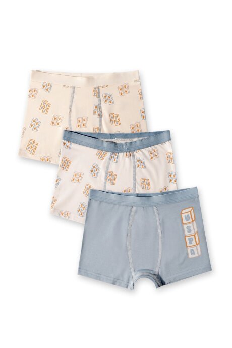 U.S. Polo Assn. Erkek Çocuk Pamuklu Kışlık Regular Fit Krem Boxer US2243-C-V1