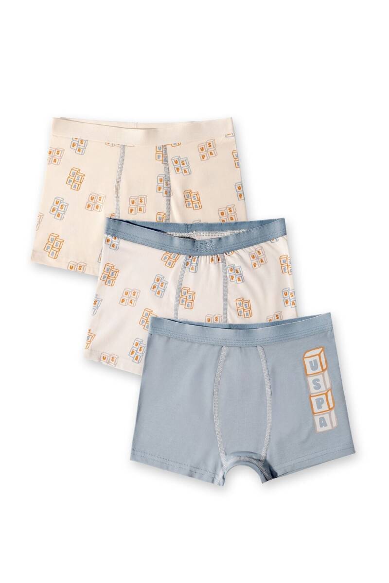 U.S. Polo Assn. Erkek Çocuk Pamuklu Kışlık Regular Fit Krem Boxer US2243-C-V1 - 1