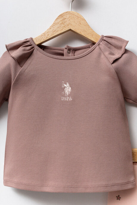 U.S. Polo Assn. Kız Bebek Pamuklu Kışlık Regular Fit Kahverengi Bebek Takımı USB2760-C-V1 - 2