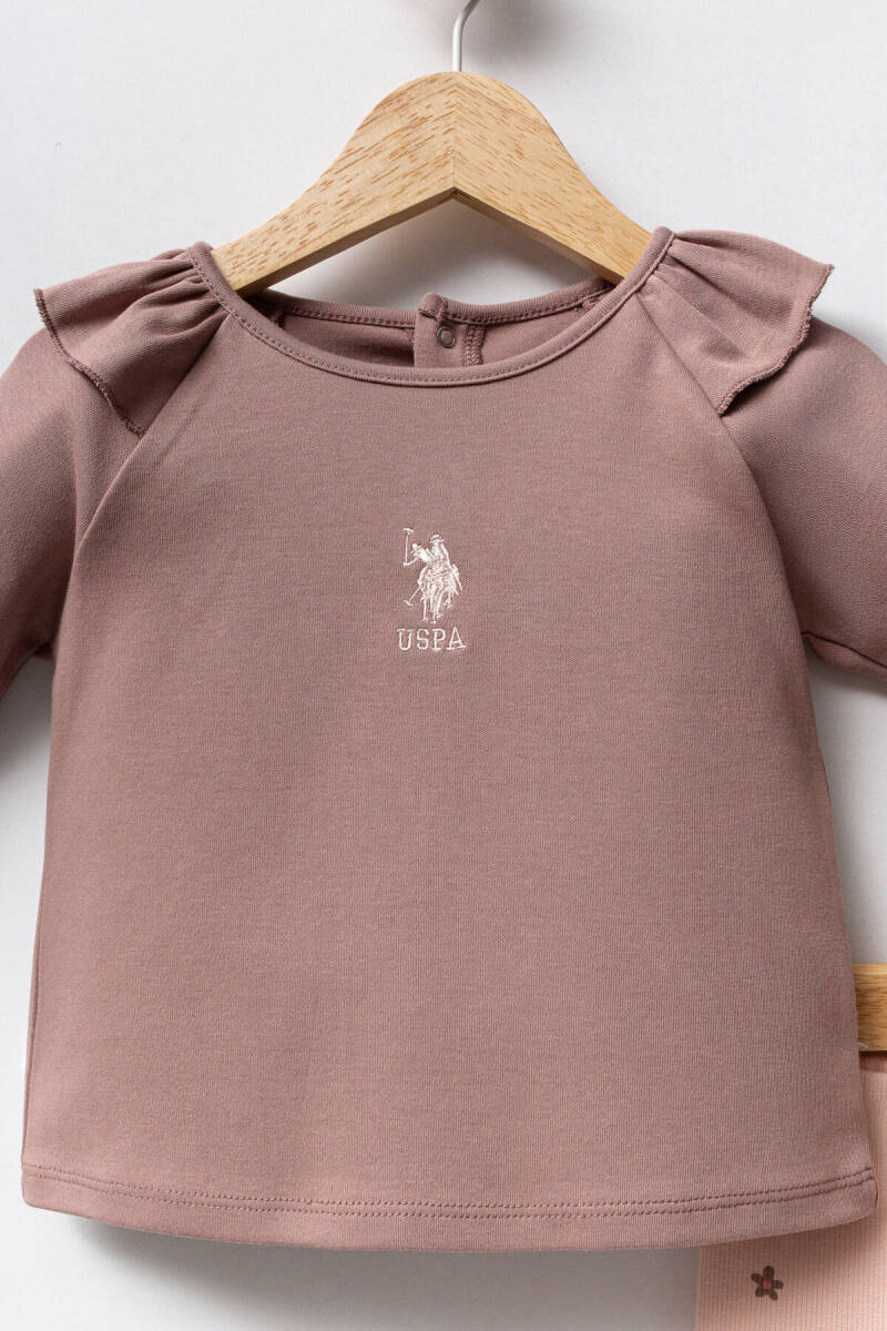 U.S. Polo Assn. Kız Bebek Pamuklu Kışlık Regular Fit Kahverengi Bebek Takımı USB2760-C-V1 - 2