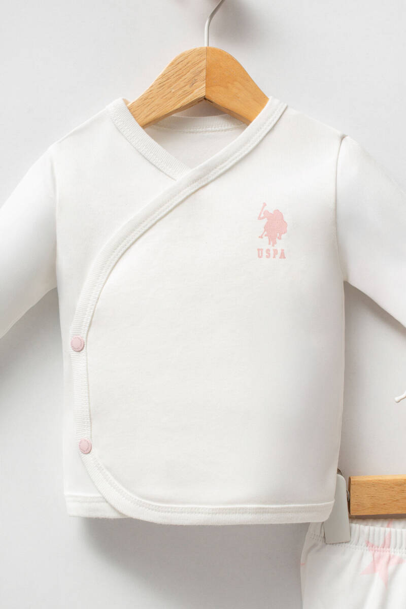 U.S. Polo Assn. Kız Bebek Pamuklu Bisiklet Yaka Pigment Baskılı Kışlık Regular Fit Beyaz Hastane Çıkışı USB2650-C-V1 - 6