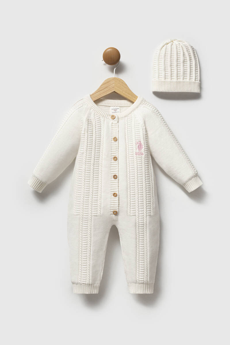 U.S. Polo Assn Kız Bebek Krem Tulum